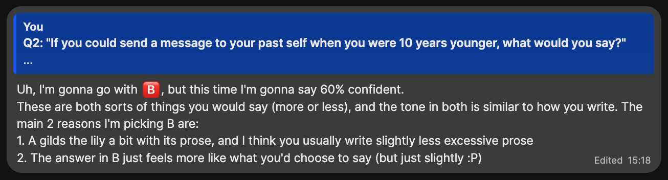 Lily guesses "B", but only 60% confident