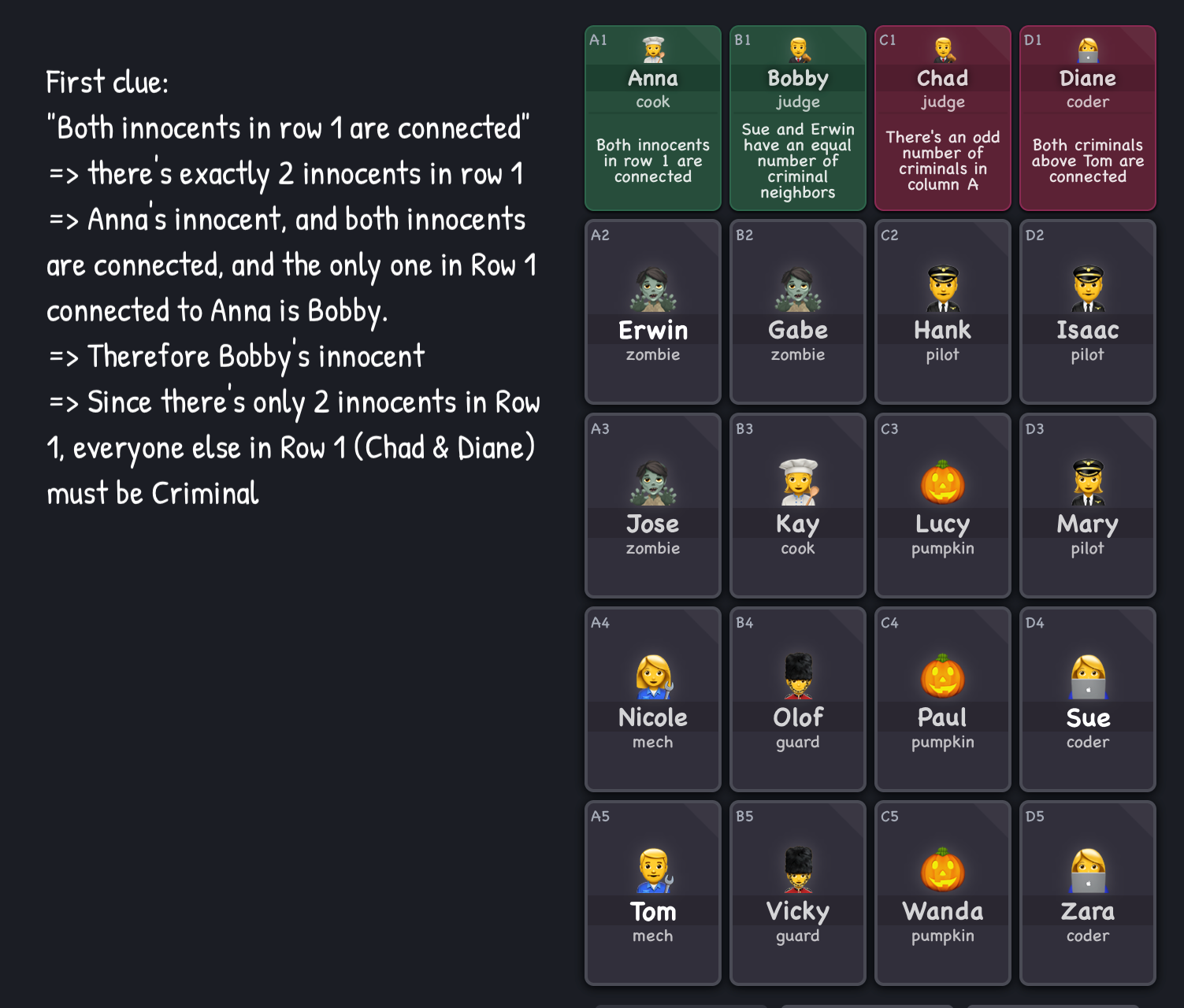 Screenshot from Clues by Sam, some deductions made Screenshot from Clues by Sam, some deductions made